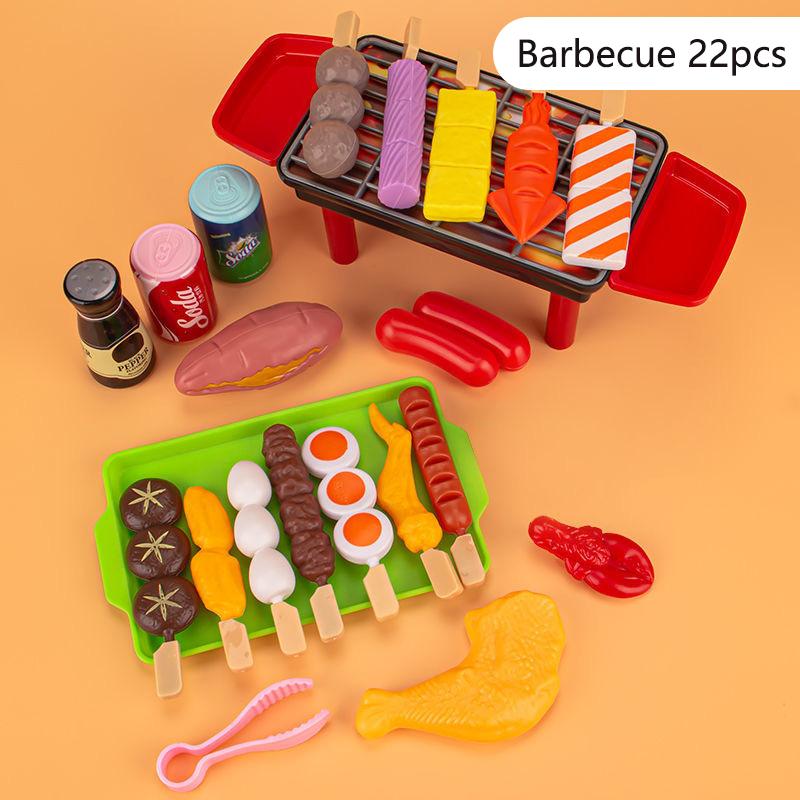 BBQ Grill Playset Toy Barbecue Kitchen Prentend Cooking Playset Interactive Grill Play Food Accessories Set for Girls Boys