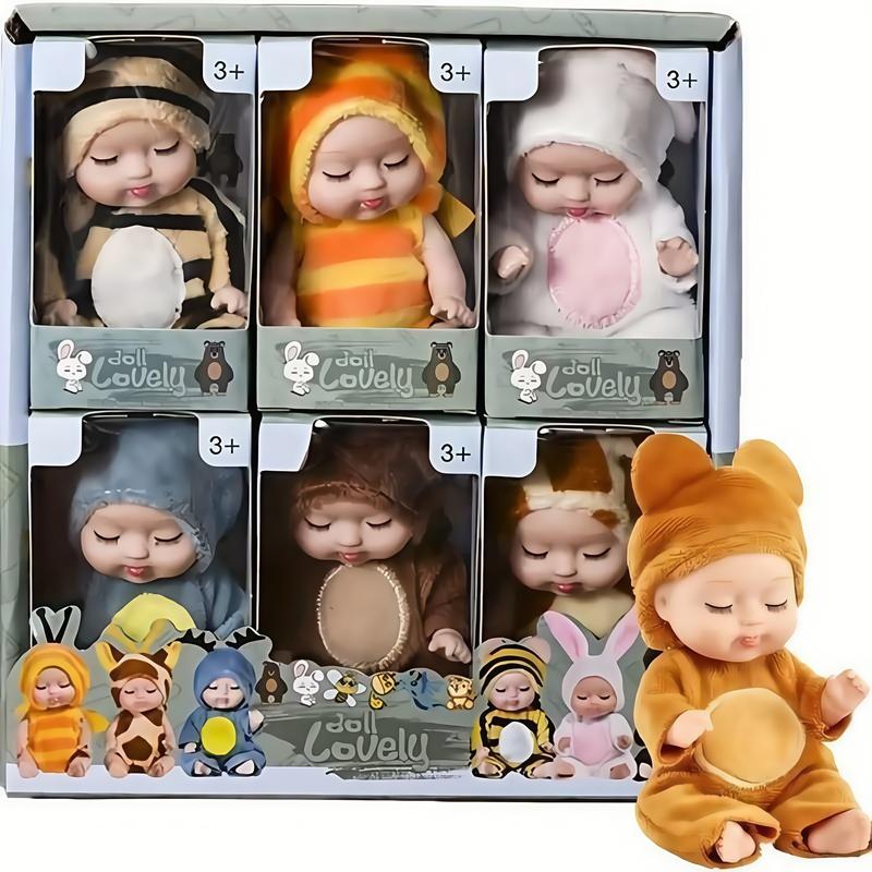 Christmas 6pcs set Mini Animal & insect ShapedCute Reborn Doll, Sleepy Doll, Children's Toy GiftBoX Sold by Ailide Fashions