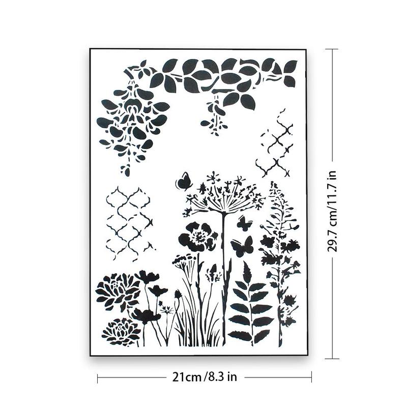 Reusable Flower Pattern Decorative Stencil, Hollow out Hand Account Cake Graffiti Painting Stencil, DIY Decorative Art Supplies for Scrapbooking & Crafts