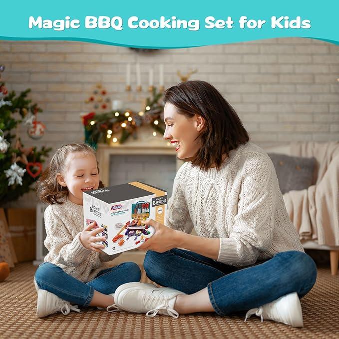 Children's Smart Barbecue Toys, Gifts For Girls And Boys, Spray Light And Sound Simulation Skewers Of Color-Changing Food Oven Set