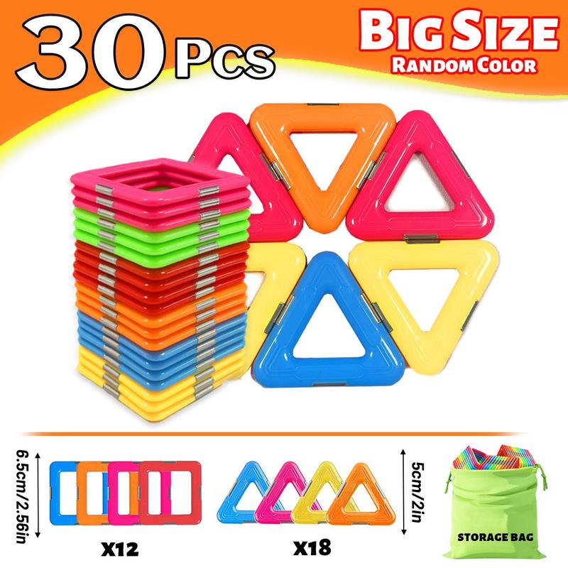 Magnetic Building Blocks, 30pcs set Colorful Triangle Shaped Magnet Toys, Educational Constructor Set, Magnet Tiles for Children Birthday Gifts