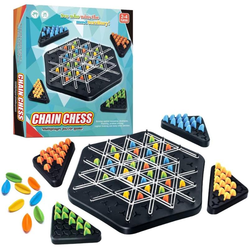 Large Size Chain Triangle Chess Game, Board Game for Family Game Night - Family Board Games for Kids and Adults - 2-4 Players - Ages 3 Years and Up