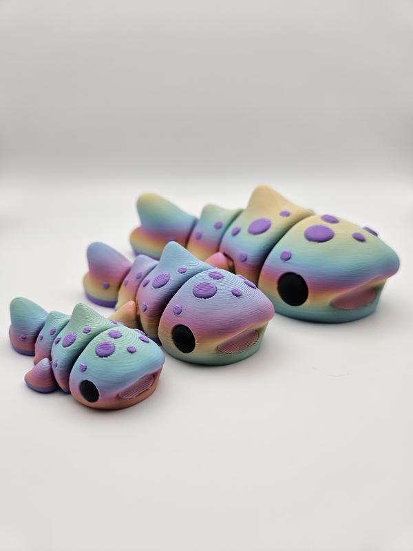 3D Printed Articulating Rainbow Whale Shark Figurine Great Gift and Desk Figure