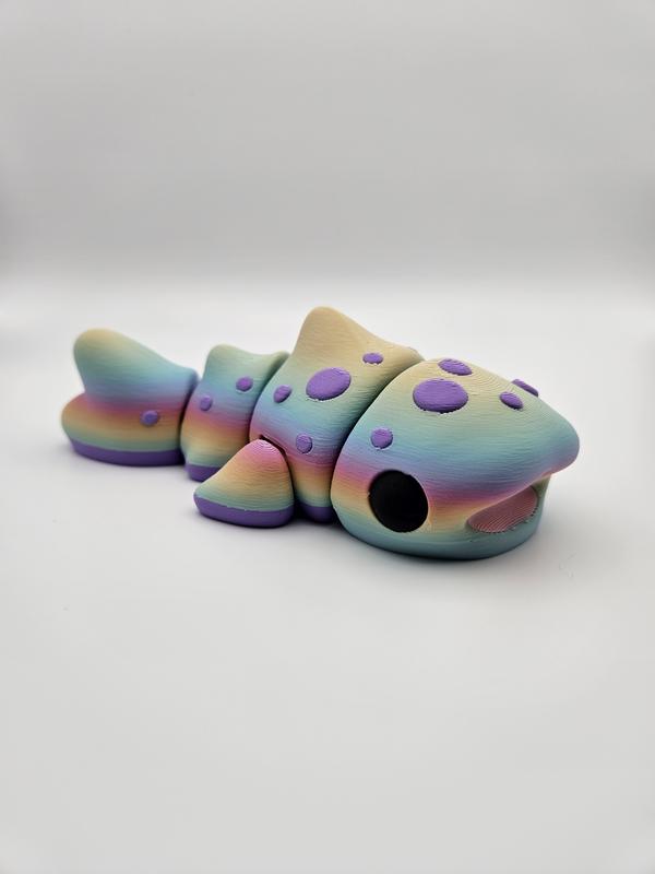 3D Printed Articulating Rainbow Whale Shark Figurine Great Gift and Desk Figure