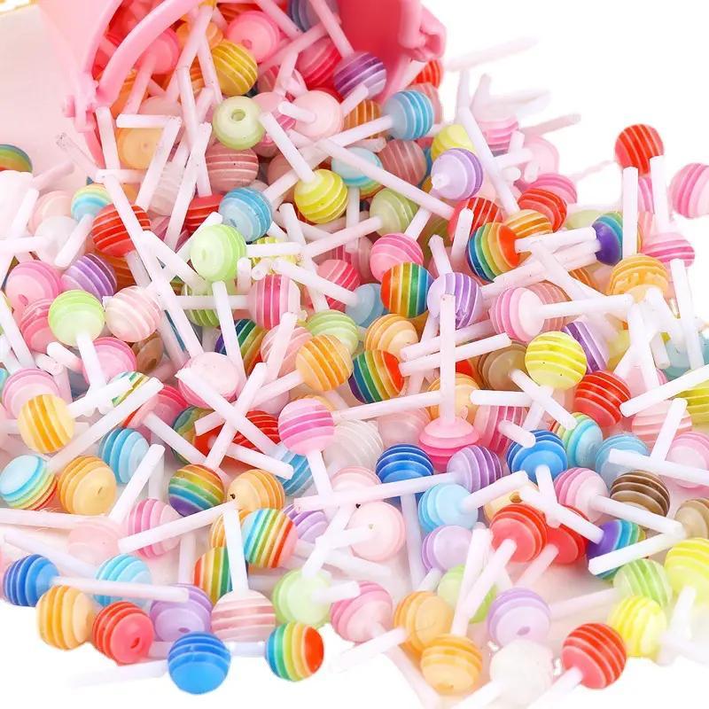 Random Color Mini Colorful Resin Lollipop, 30pcs set Simulation Jewelry Accessories, Candy Nail Charms, Phone Case Resin Decoration