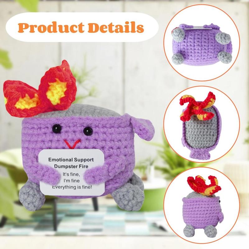 Crochet Dumpster Fire Toy, 1 Count Emotional Support Dumpster Fire Plush Toy, Emotional Support Ornament for Christmas Decoration Or Gift