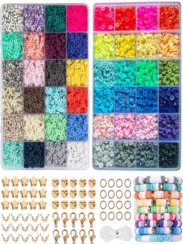 Print Polymer Clay Bead, Bracelet Making Kits, Party Game, Diy Jewelry Making Kit for Bracelet Necklace Making, Diy Fashion Accessories Kit, Fall Outfit、Fall Freshness