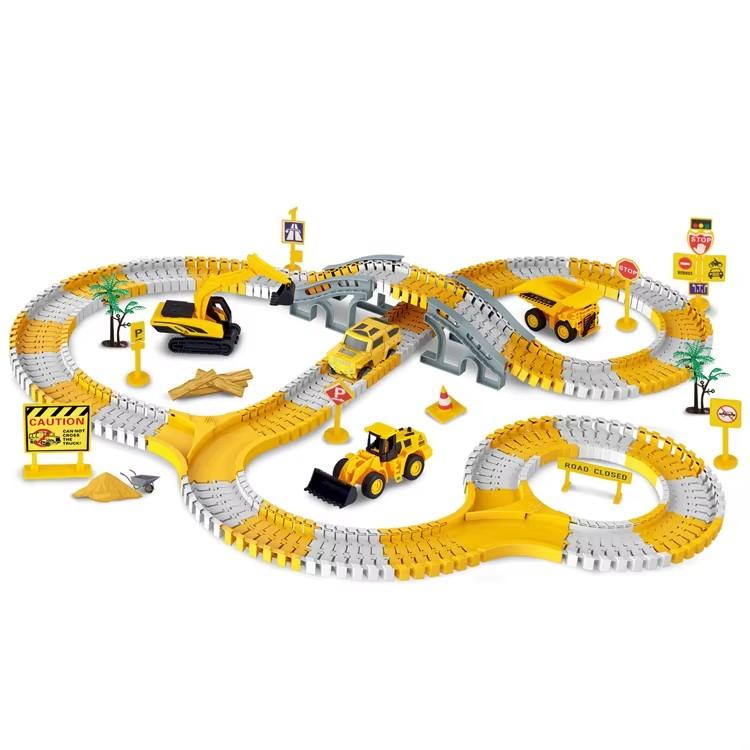 Kids Construction Toys, 255pcs Construction Race Tracks for Kids Toys, 1 Electric Cars, 6 Construction Cars, Flexible Track Play Set, Engineering Gifts for 3 4 5 6 Year Old Boys Girls,Children's birthday, Thanksgiving, Christmas gifts