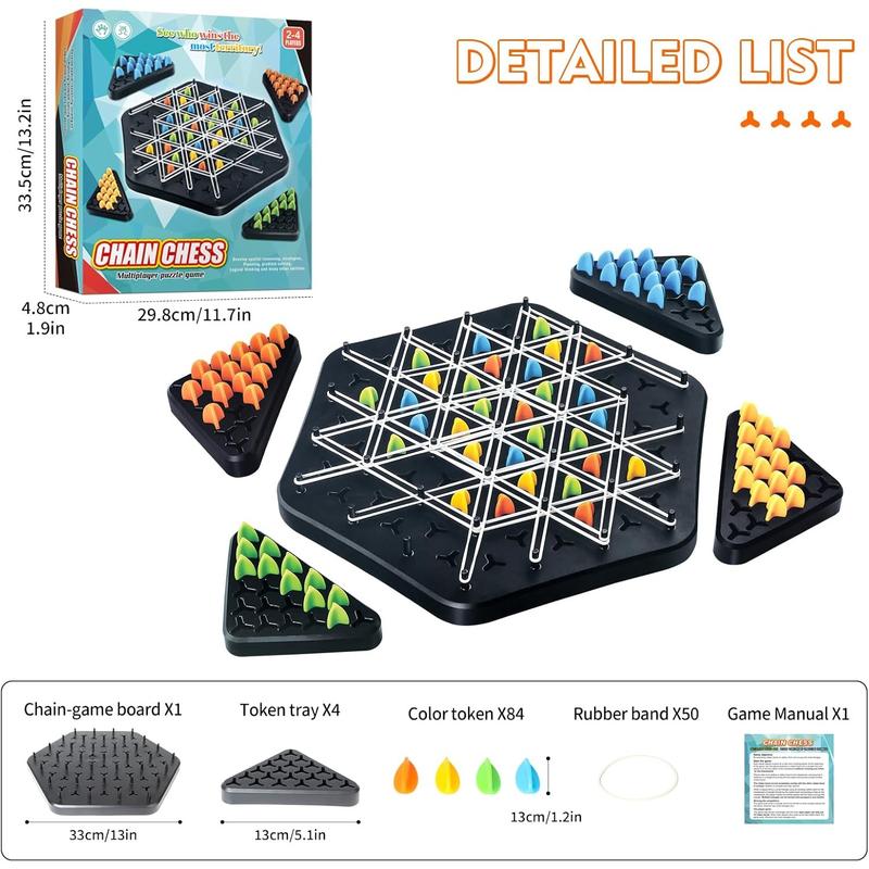 Large Size Chain Triangle Chess Game, Board Game for Family Game Night - Family Board Games for Kids and Adults - 2-4 Players - Ages 3 Years and Up