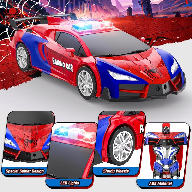 Remote Control Car for Kids, Rc Cars for Boys Age 8-12, One Button Transformation to Robot with Flashing Light 2.4Ghz Transforming Robot Car 1:18 Scale for Kids with 360 Degree Rotation