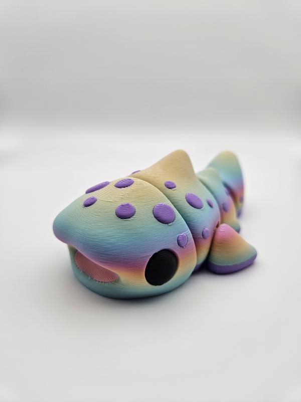 3D Printed Articulating Rainbow Whale Shark Figurine Great Gift and Desk Figure