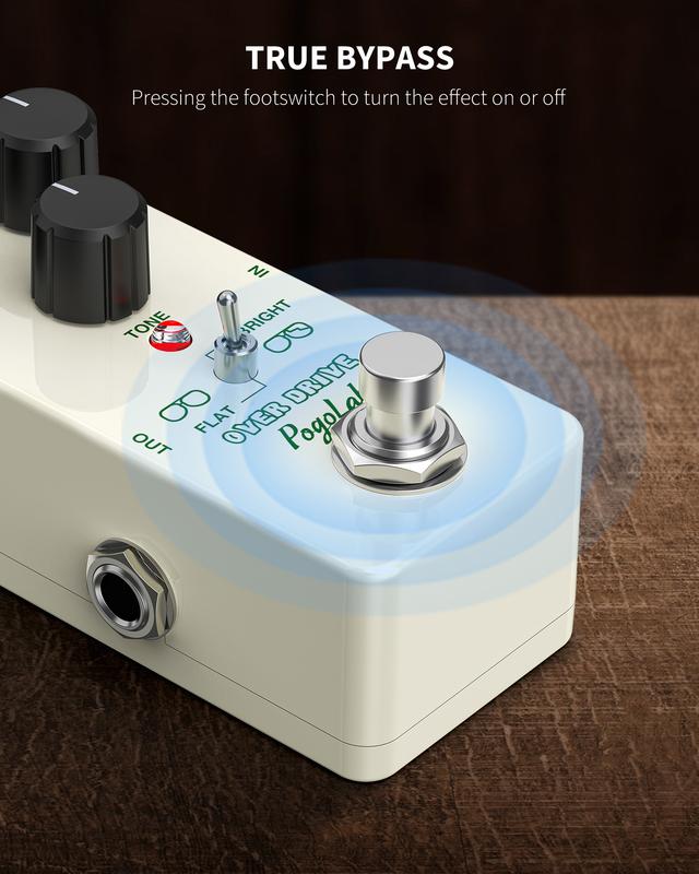 POGOLAB Overdrive Pedal, Overdrive Guitar Pedal with Two Effects, Bright and Flat, True Bypass, Mini Pedal for Electric Guitar