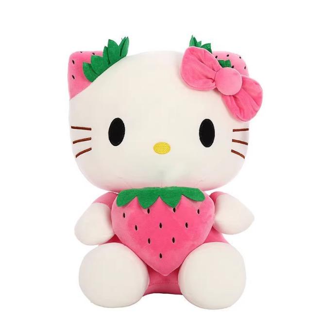 Kitty Plush Toys 8.6 inch Kawaii Cartoon Strawberry Stuffed Animals Doll Cute Kitty Soft Plush Figure Toys Birthday Gifts for Girls