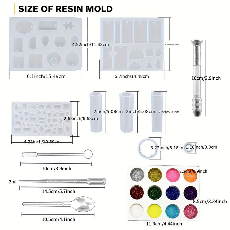 229PCS Epoxy Resin Silicone Mold Kit For Making Earrings, Necklaces, Pendants, Keychains, DIY Jewelry Epoxy Mold - Small Resin Mold Set