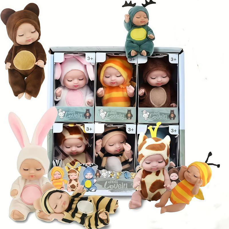 Christmas 6pcs set Mini Animal & insect ShapedCute Reborn Doll, Sleepy Doll, Children's Toy GiftBoX Sold by Ailide Fashions