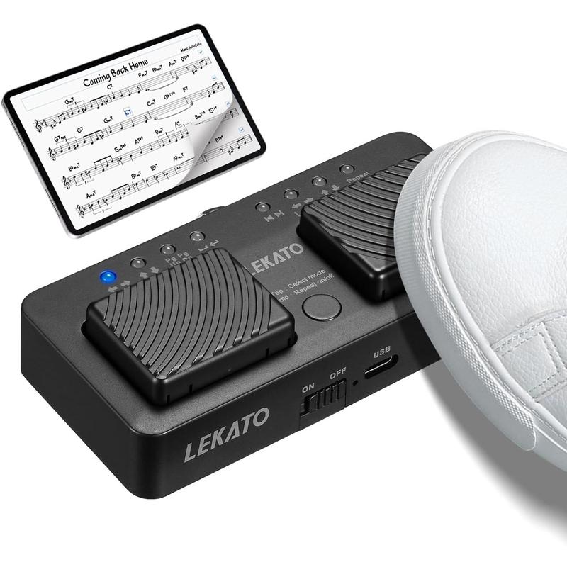 Lekato Wireless Page Turner Pedal, Page Turner Rechargeable Page Turner Foot Pedal Page Turner Music Page Turner Portable Page Turner Pedal for Tablets, Phones, Stocking Fillers Gift