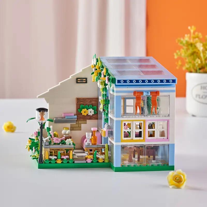 608pcs set Flower House Design Building Blocks, Creative Blocks Building Toy, Educational Toys for Kids & Adults