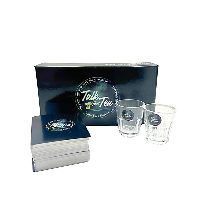 Talk That Tea Drinking Card Game for Adults with Shot Glasses