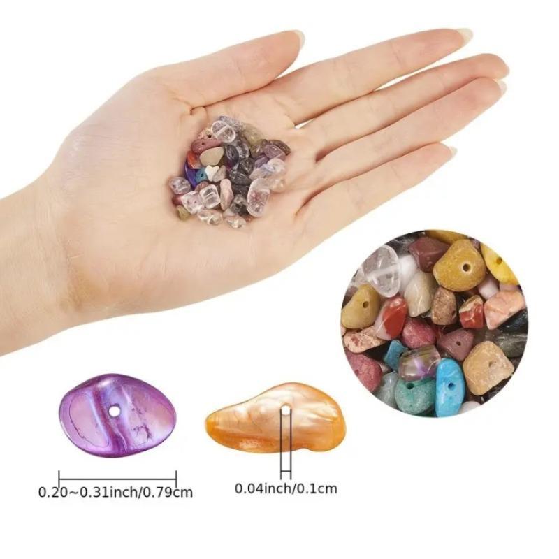 50g Random Color Irregular DIY Natural Stone Bead With Hole, Colorful Irregular Gemstone Bead For DIY Bracelet Jewelry Making