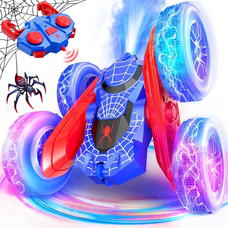 Spider Remote Control Car- Double Sided 360?Rotate RC Stunt Car with Wheel Lights, 4WD Off-Road RC Cars 2.4Ghz Indoor Outdoor Rechargeable Toy Car for Boys Age 4-7 8-12 Birthday Xmas Gift