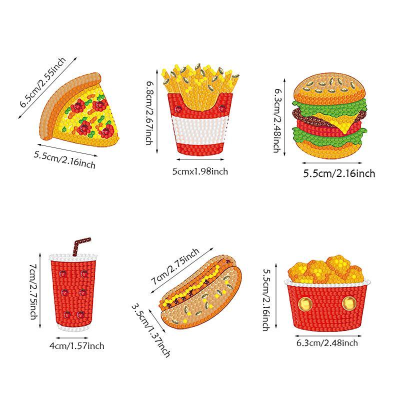 1 Set Fast Food Theme DIY Diamond Arts Painting Stickers, Creative DIY Diamonds Set for Kids & Adutls