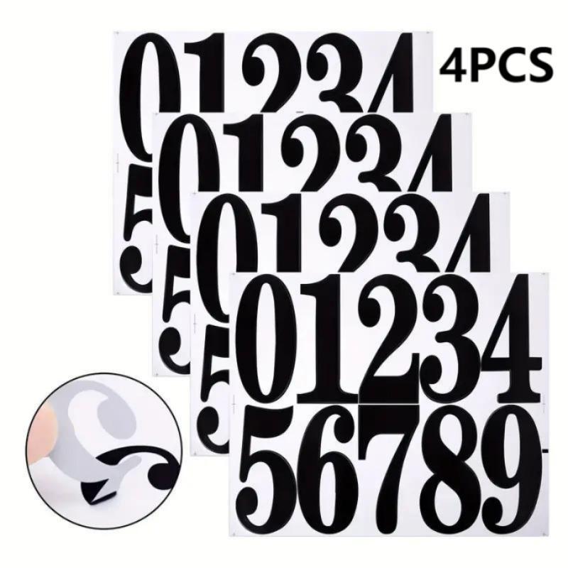 Number Sticker, 4 Counts Waterproof Number Label Sticker, Multipurpose Number Sticker for DIY Scrapbooking, Decoration Sticker for Phone Case, Computer, Guitar, Bag, Water Cup, Scrapbooking Supplies