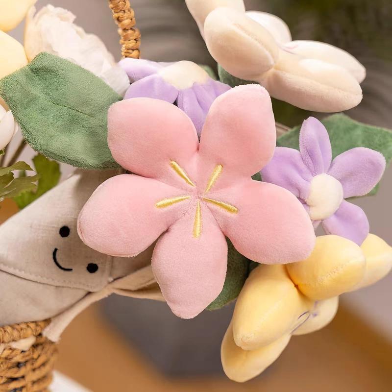 DIPU-HOME Cute Flower Plush Lovely Smiling Face Huggable Handing Flower Sweet Gifts for Boys Girls Kids Adults, Thanksgiving Gifts