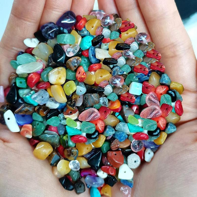 50g Random Color Irregular DIY Natural Stone Bead With Hole, Colorful Irregular Gemstone Bead For DIY Bracelet Jewelry Making