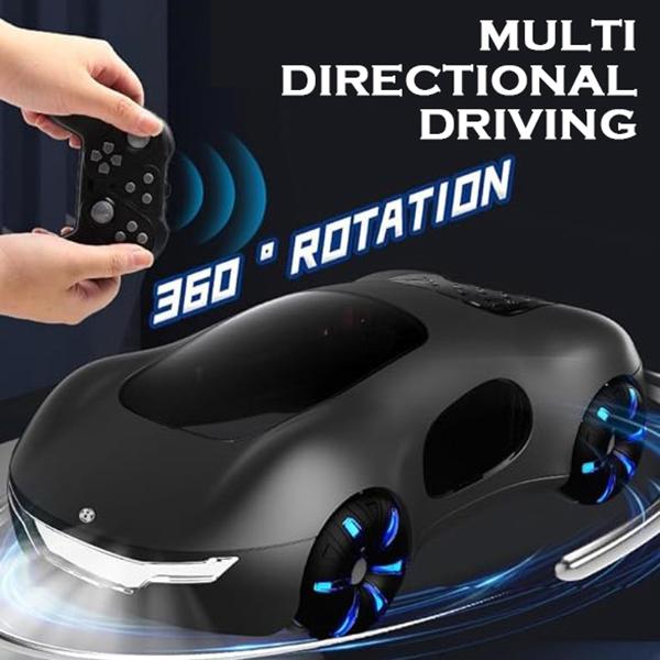 Dual Remote Control Toy Car - Blue White Black - Spinning Crash Drift Car - Spray RC Car - Christmas Gift