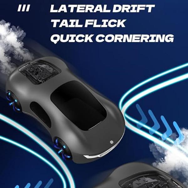 Dual Remote Control Toy Car - Blue White Black - Spinning Crash Drift Car - Spray RC Car - Christmas Gift