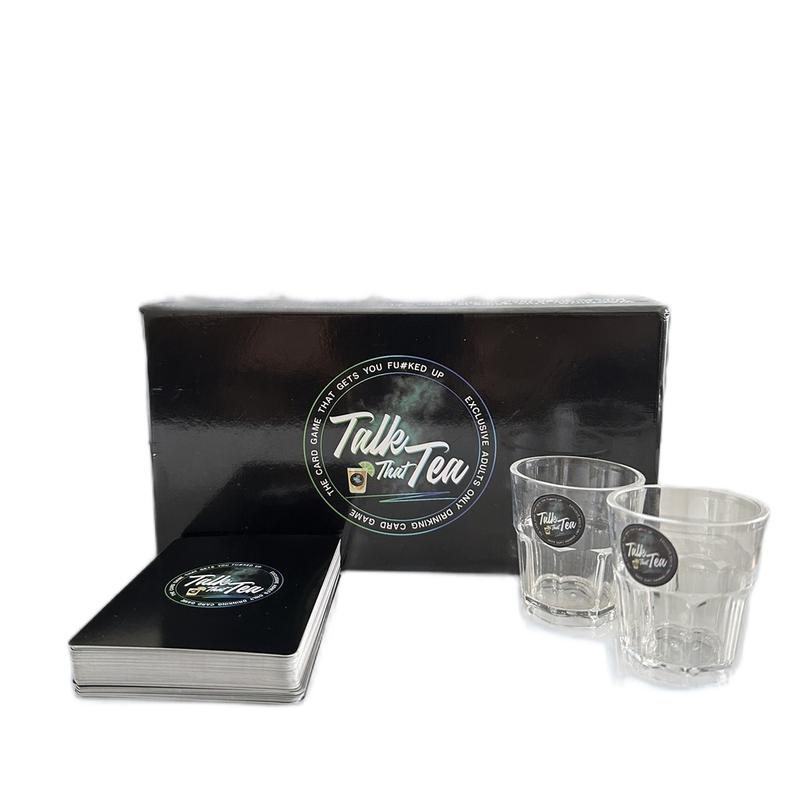 Talk That Tea Drinking Card Game for Adults with Shot Glasses