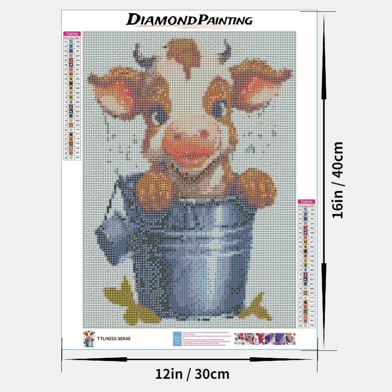 Cow Pattern DIY Diamond Arts Colorful Painting Kit without Frame, DIY Decorative Art Picture for Beginner, DIY Home Decor