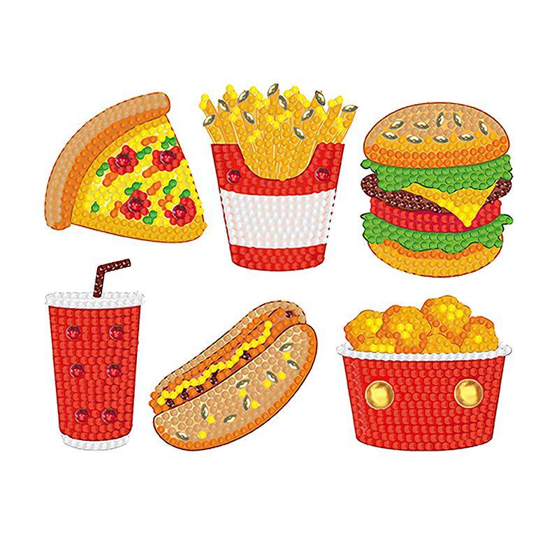 1 Set Fast Food Theme DIY Diamond Arts Painting Stickers, Creative DIY Diamonds Set for Kids & Adutls