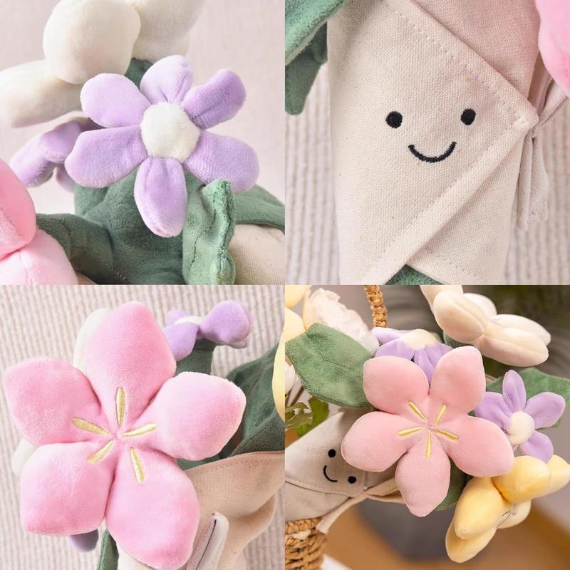 DIPU-HOME Cute Flower Plush Lovely Smiling Face Huggable Handing Flower Sweet Gifts for Boys Girls Kids Adults, Thanksgiving Gifts