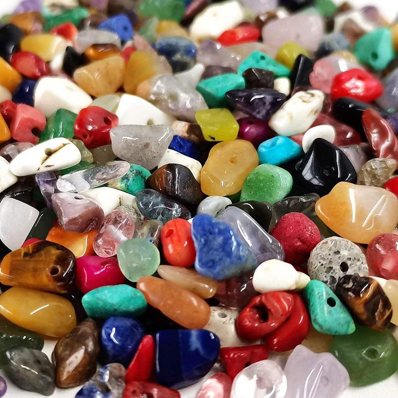 50g Random Color Irregular DIY Natural Stone Bead With Hole, Colorful Irregular Gemstone Bead For DIY Bracelet Jewelry Making