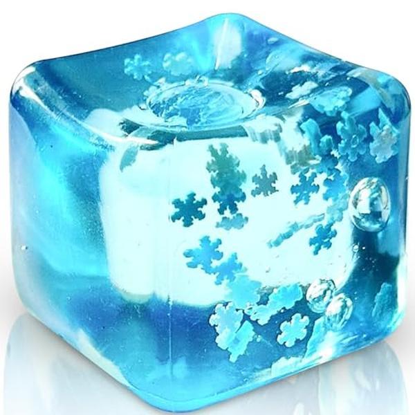 Stress Balls Ice Cube with Snowflakes Inside for Your Best Mellow and Chill, Snow Pieces Silent Nice Square Shape Anxiety Sensory Squishy Fidget Toy Slow Rise, Classroom Prizes, Calming Kids Adults