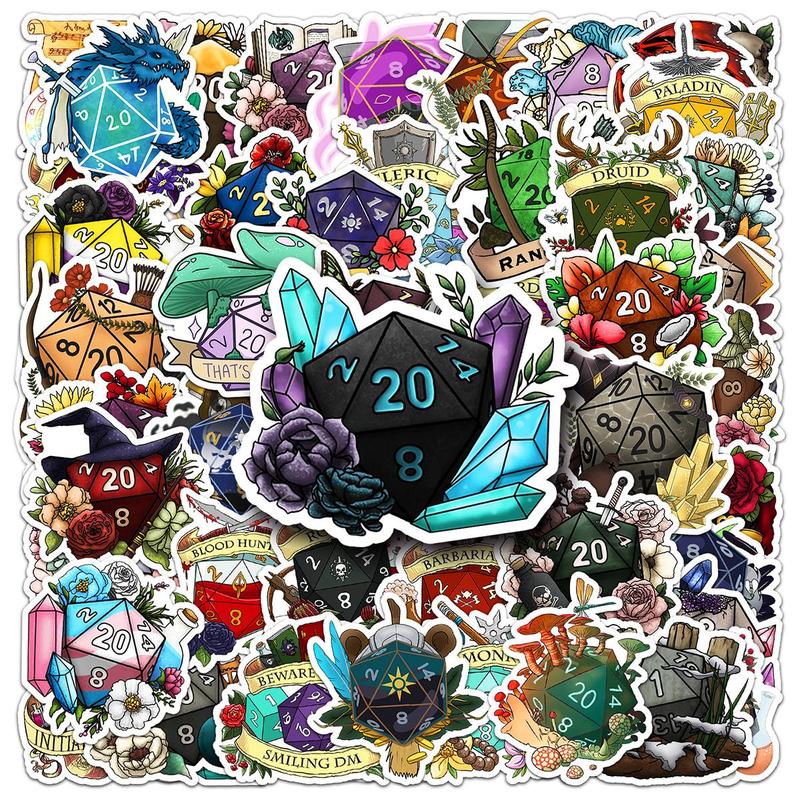 Retro Dice Pattern Sticker, 50pcs set Self Adhesive Decorative Stickers, DIY Decals for Gift Greeting Card Water Bottle Laptop Phone