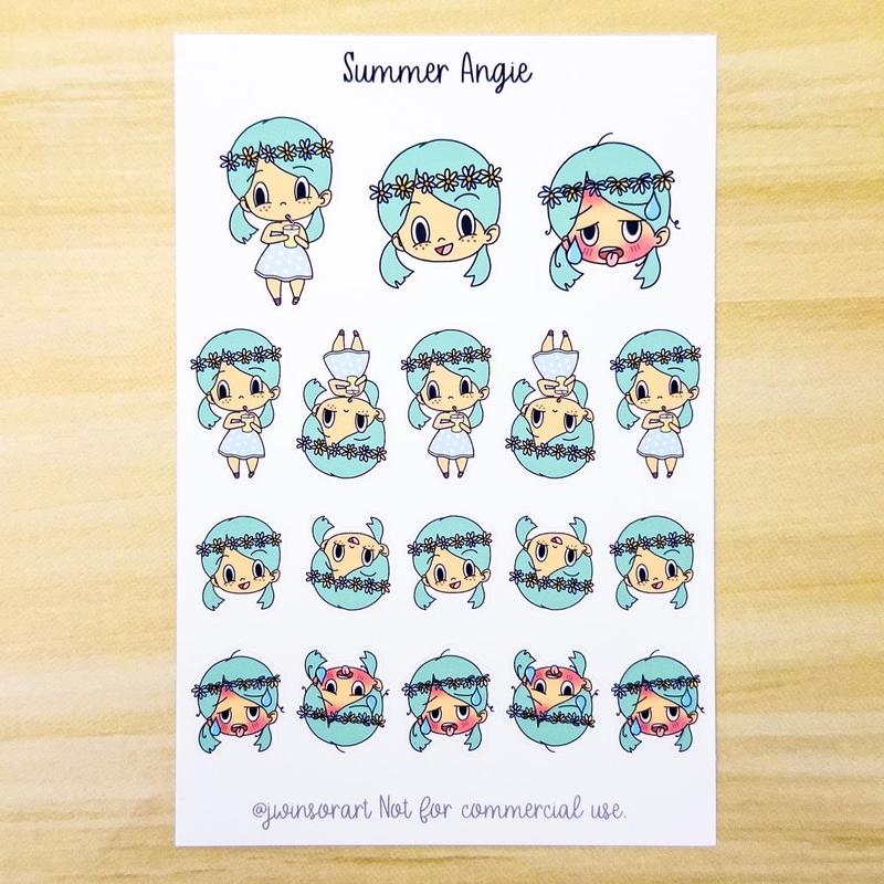 Seasonal Angie Planner Sticker Sheet Winter Spring Summer Fall Autumn Bujo Cute Kawaii Chibi Girl