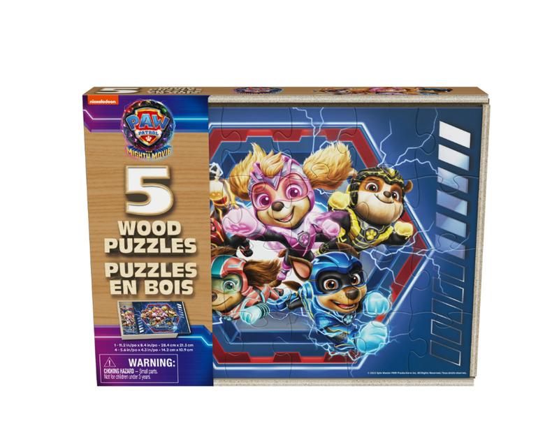 PAW Patrol: The Mighty Movie, 5 Wood Puzzles 24pc 8pc for Ages 4+