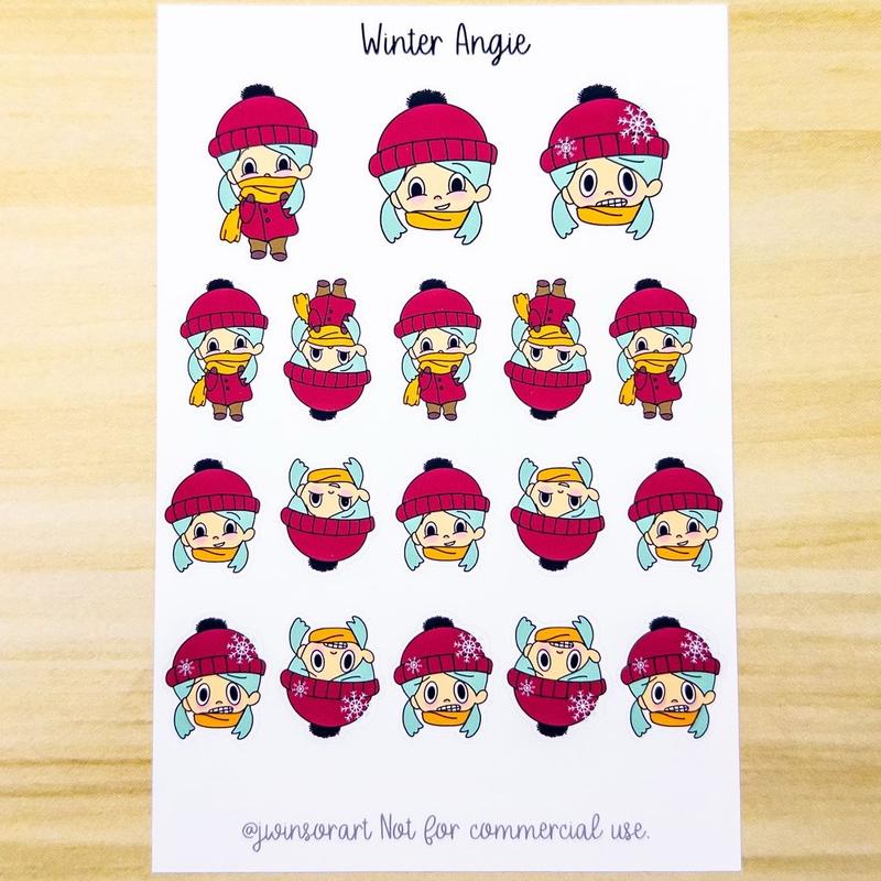 Seasonal Angie Planner Sticker Sheet Winter Spring Summer Fall Autumn Bujo Cute Kawaii Chibi Girl