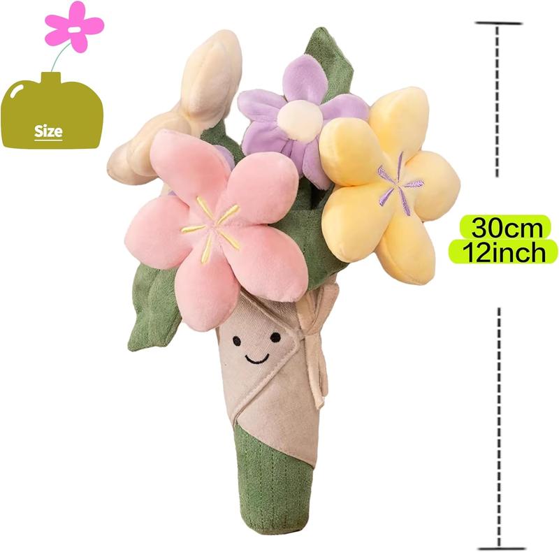 DIPU-HOME Cute Flower Plush Lovely Smiling Face Huggable Handing Flower Sweet Gifts for Boys Girls Kids Adults, Thanksgiving Gifts