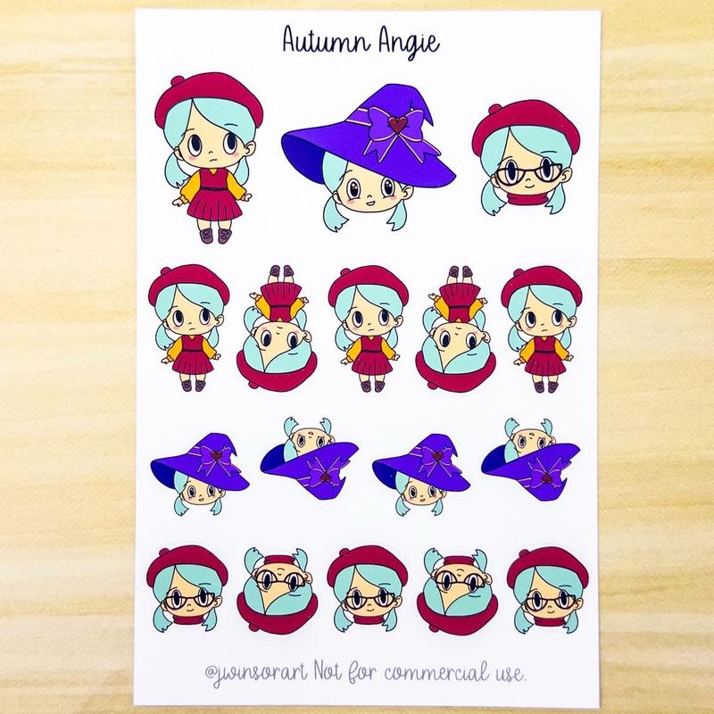 Seasonal Angie Planner Sticker Sheet Winter Spring Summer Fall Autumn Bujo Cute Kawaii Chibi Girl