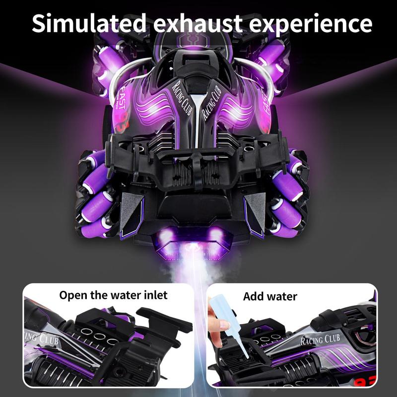 Remote Control Stunt Car, 1 Box 2.4G Rechargeable Remote Control Car with Light & Spray Effect, Hand Gesture Sensor RC Car for Boys & Girls