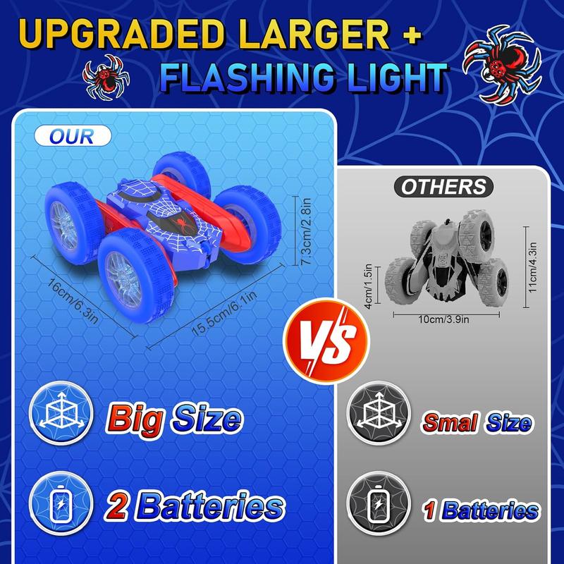 Spider Remote Control Car- Double Sided 360?Rotate RC Stunt Car with Wheel Lights, 4WD Off-Road RC Cars 2.4Ghz Indoor Outdoor Rechargeable Toy Car for Boys Age 4-7 8-12 Birthday Xmas Gift