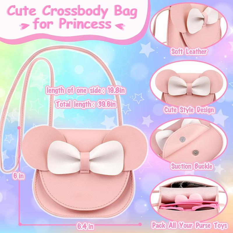 Play Purse for Little Girls, 23PCS Toddler Purse with Pretend Makeup for Kids, Princess Toys Includes Crossbody Bag, Phone, Wallet, Keys, Kids Toy Purse Birthday Gift Toys for Girls 3 4 5 6+