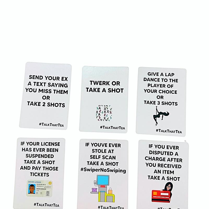 Talk That Tea Drinking Card Game for Adults with Shot Glasses