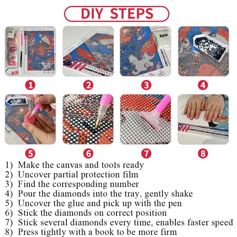 DIY Artificial Rhinestones Arts Painting Kit without Frame, Color Cool Girl Pattern Diy Painting, Diamond Art Kits for Beginners, DIY Diamond Rhinestone Full Drill Gem Arts Crafts, Handmade Craft Wall Art Decoration