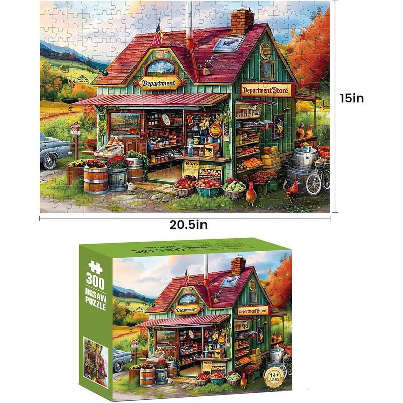 300 Piece Jigsaw Puzzle for Adults Large Piece Shop Puzzle Recycled Cardboard Paper Puzzles Coolest Difficult Puzzles for Kids Adults Elderly Perfect for Family Games 20.5 * 15IN