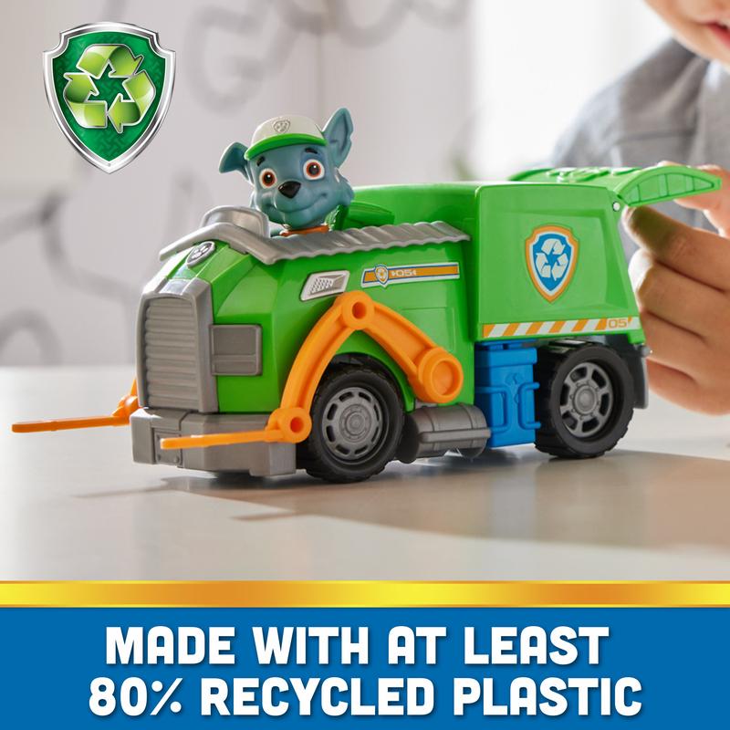 PAW Patrol, Rocky’s Recycle Truck, Toy Truck with Collectible Action Figure, Sustainably Minded Kids Toys for Boys & Girls Ages 3 and Up