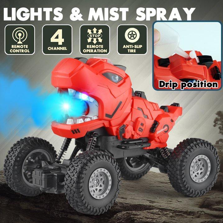 Dinosaur Mist-Spraying Remote Control Monster Truck Toy for Boys, Kids, and Toddlers